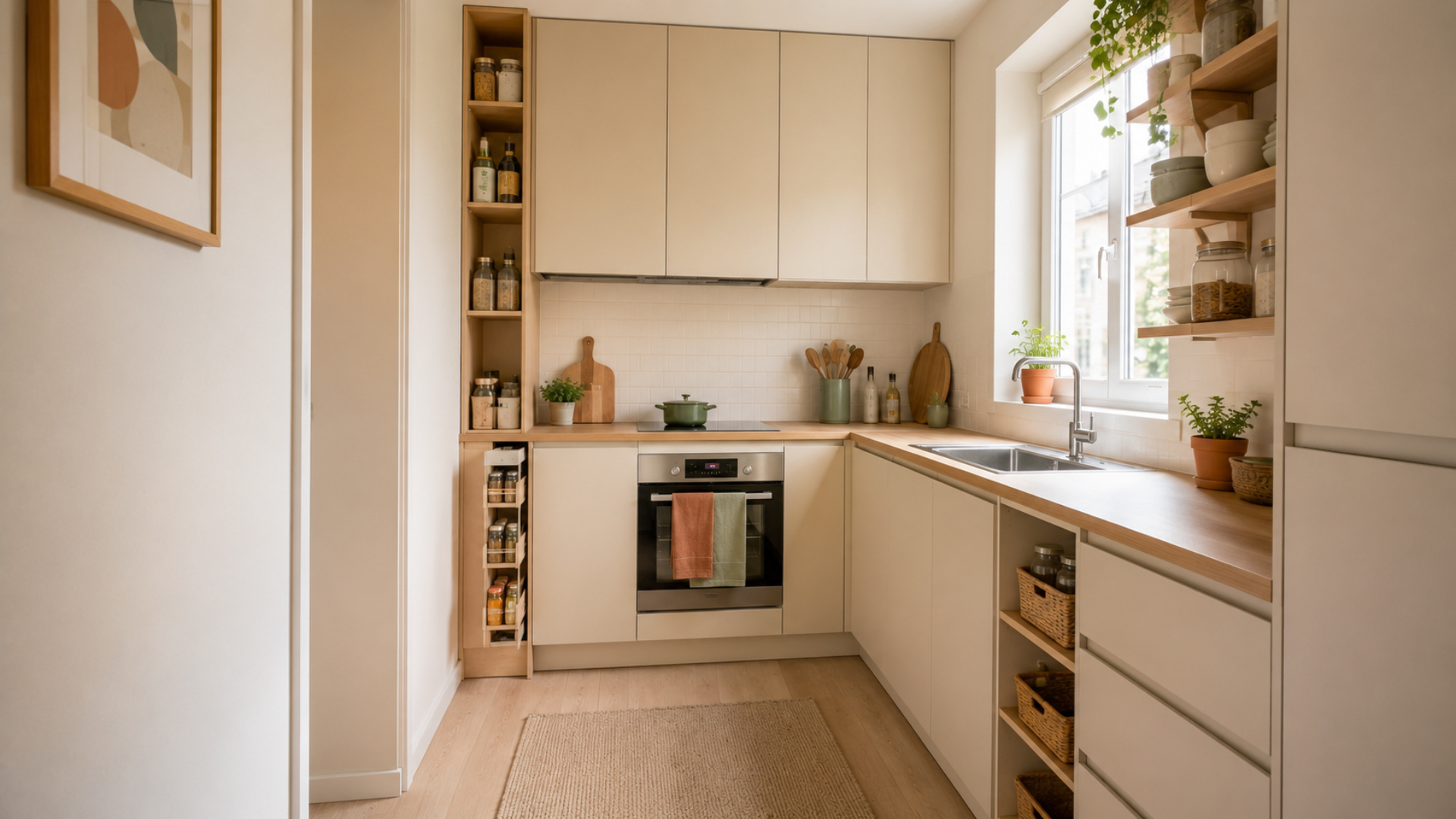 Organized small apartment kitchen